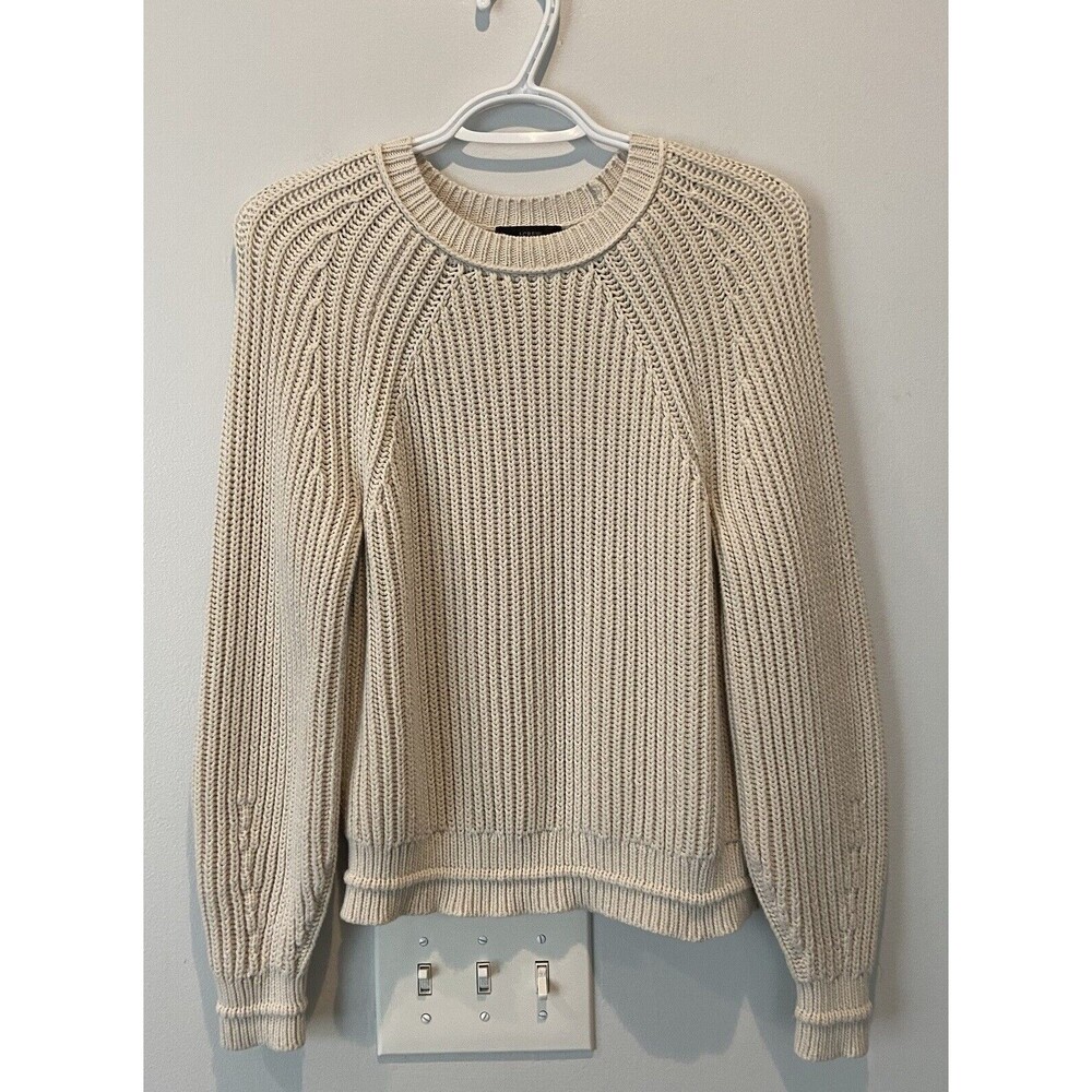 J. Crew Heavy Sweater Women's Size Small Cable Knit Pullover Beige